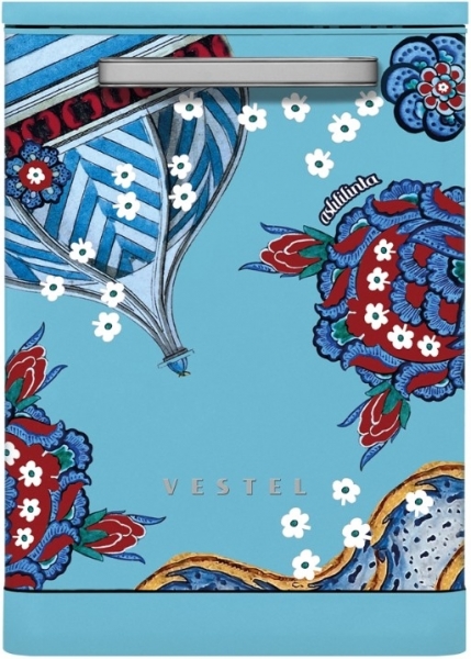 Vestel x Aslı Filinta BM 5001 Retro Düş Mavisi Çini Bulaşık Makinesi
