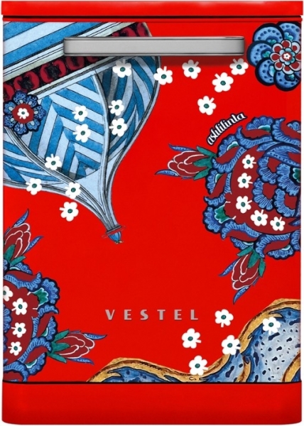 Vestel x Aslı Filinta BM 5001 Retro Kırmızı Çini Bulaşık Makinesi