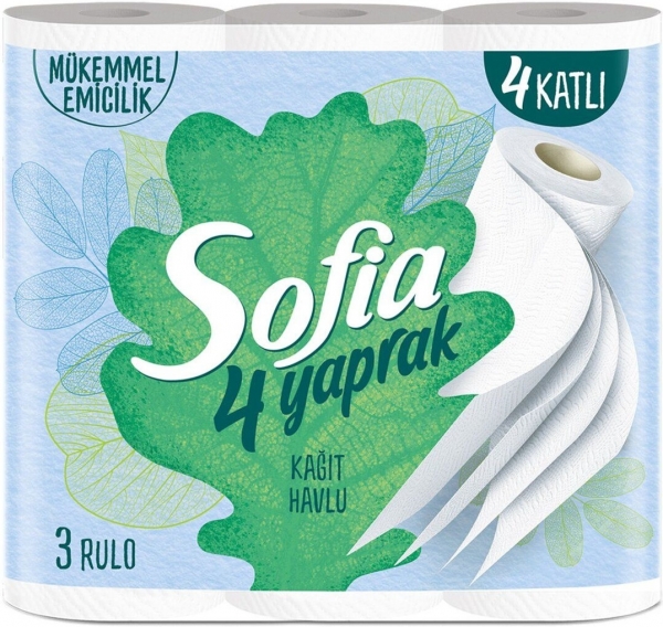 Sofia 4 Yaprak Kağıt Havlu 3 Rulo