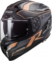 LS2 Challenger C Karbon Grid Mat Karbon-Gold resim