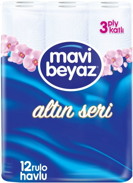 Mavi Beyaz Altın Serisi Kağıt Havlu 12 Rulo