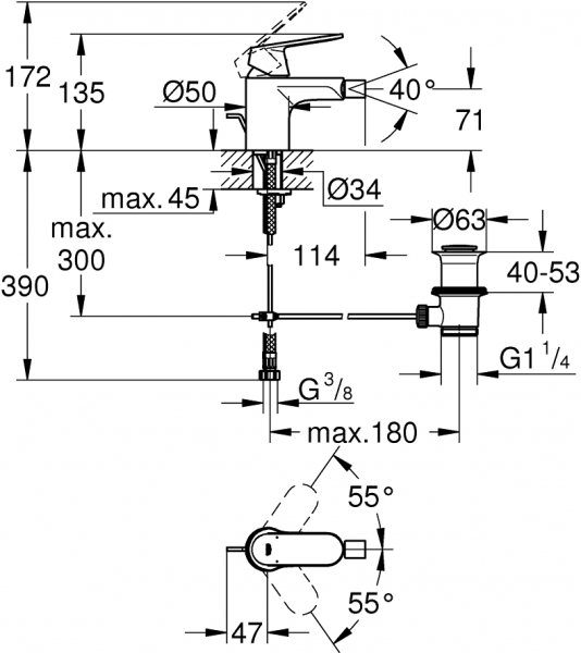 Grohe Eurocosmo 32839000 Bide Bataryası