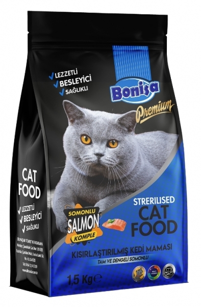 Bonisa Premium Somonlu Kısırlaştırılmış 1.5 kg Kedi Maması