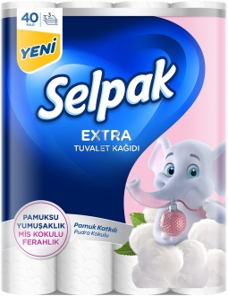 Selpak Extra Pamuk Katkılı ve Pudra Kokulu Tuvalet Kağıdı 40 Rulo