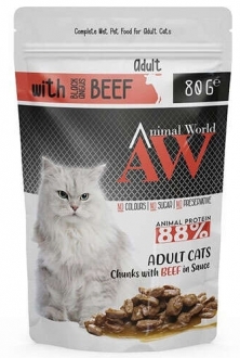 Animal World Biftekli Yetiskin 80 gr Kedi Maması