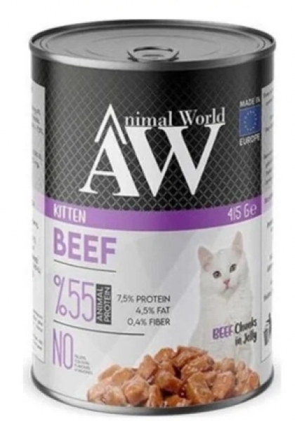 Animal World Chucks In Beef Jelly Yavru 415 gr Kedi Maması