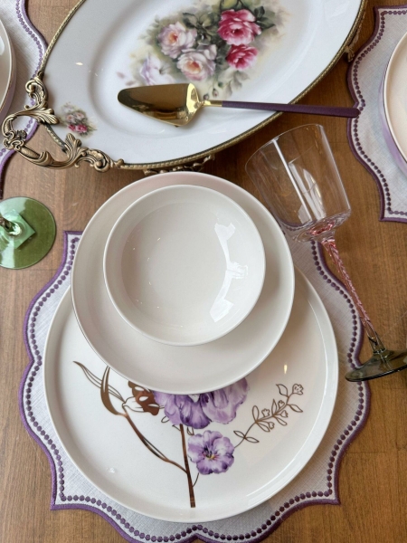 Rossev Modern Violet 44 Parça Yemek Takımı