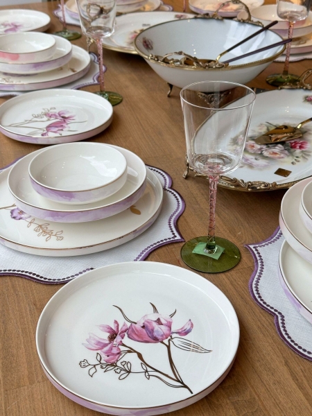 Rossev Modern Violet 44 Parça Yemek Takımı