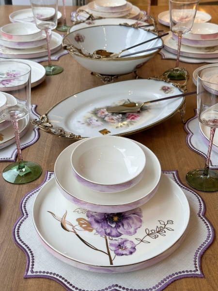 Rossev Modern Violet 44 Parça Yemek Takımı