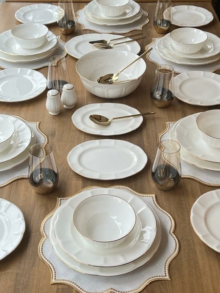 Rossev Leila Gold 47 Parça Yemek Takımı