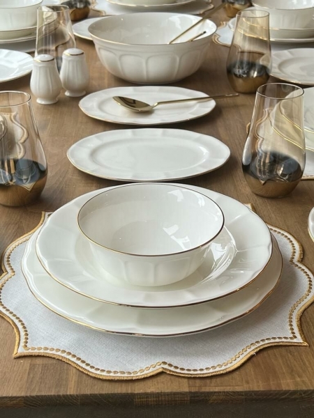 Rossev Leila Gold 47 Parça Yemek Takımı