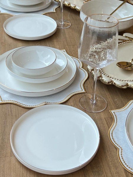 Rossev Modern Gold 44 Parça Yemek Takımı