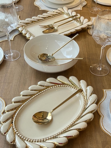 Rossev Modern Gold 44 Parça Yemek Takımı