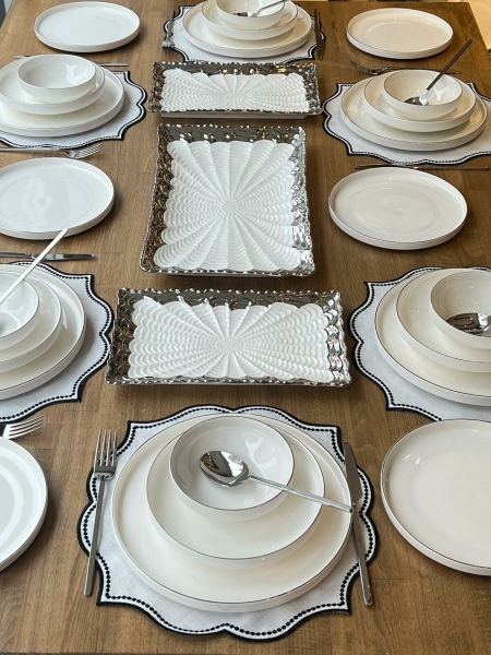 Rossev Modern Silver 75 Parça Yemek Takımı