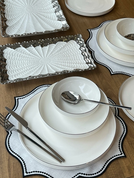 Rossev Modern Silver 75 Parça Yemek Takımı