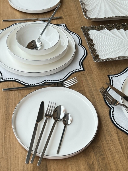 Rossev Modern Silver 75 Parça Yemek Takımı