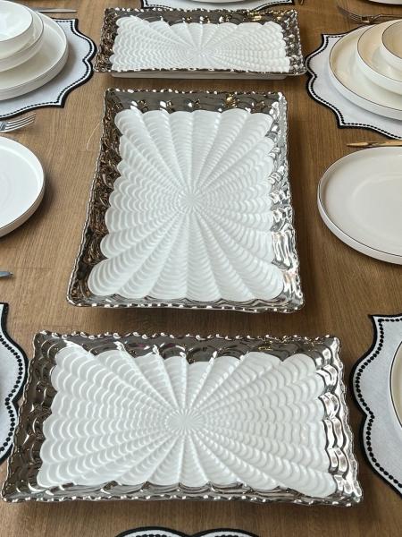 Rossev Modern Silver 75 Parça Yemek Takımı