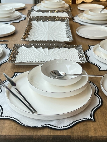 Rossev Modern Silver 75 Parça Yemek Takımı