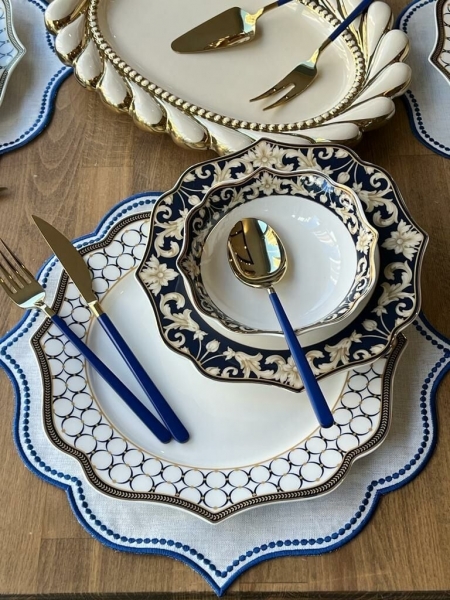 Rossev Blue Ring 80 Parça Yemek Takımı