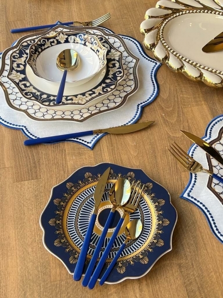 Rossev Blue Ring 80 Parça Yemek Takımı