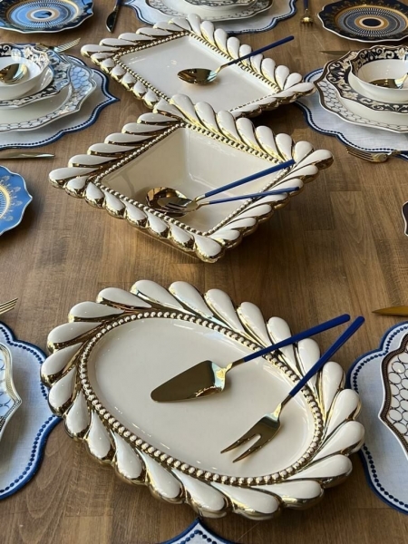 Rossev Blue Ring 80 Parça Yemek Takımı