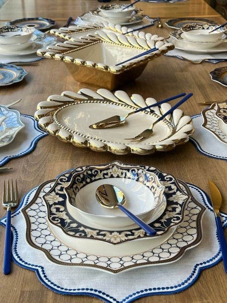 Rossev Blue Ring 80 Parça Yemek Takımı