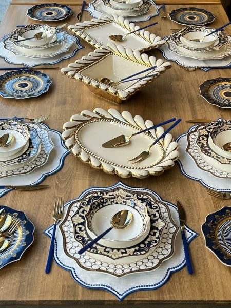 Rossev Blue Ring 80 Parça Yemek Takımı
