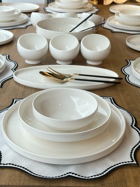 Rossev Modern Sade 44 Parça Yemek Takımı (44 Parça)