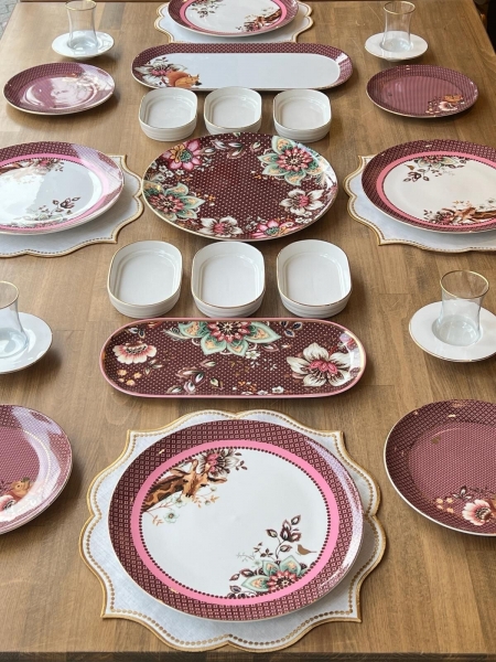 Rossev Magenta 29 Parça Kahvaltı Takımı