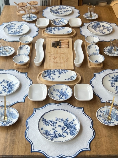 Rossev Blue 61 Parça Kahvaltı Takımı
