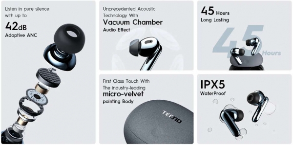 Tecno True 1 Tam Kablosuz Kulaklık