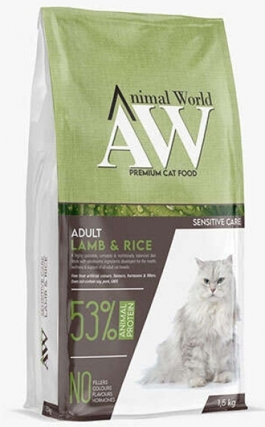 Animal World Kuzu Etli Yetişkin 1.5 kg Kedi Maması