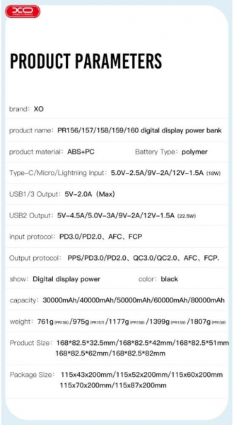 XO PR159 60000 mAh Powerbank