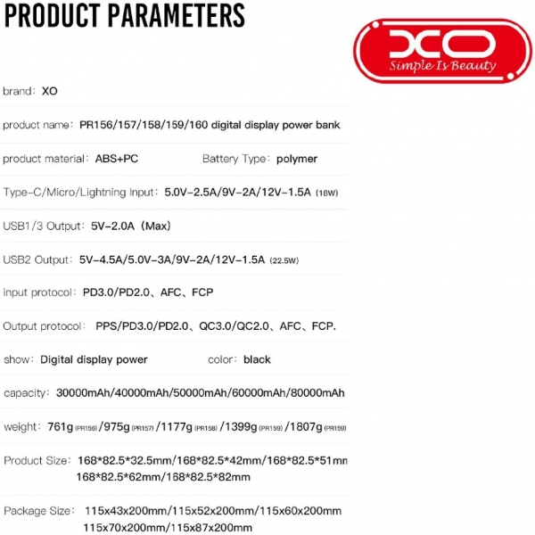 XO PR156 30000 mAh Powerbank