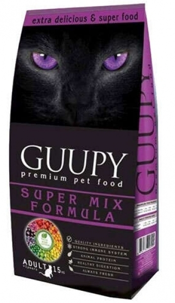 Guupy Super Mix Renkli Taneli Yetişkin 15 kg Kedi Maması
