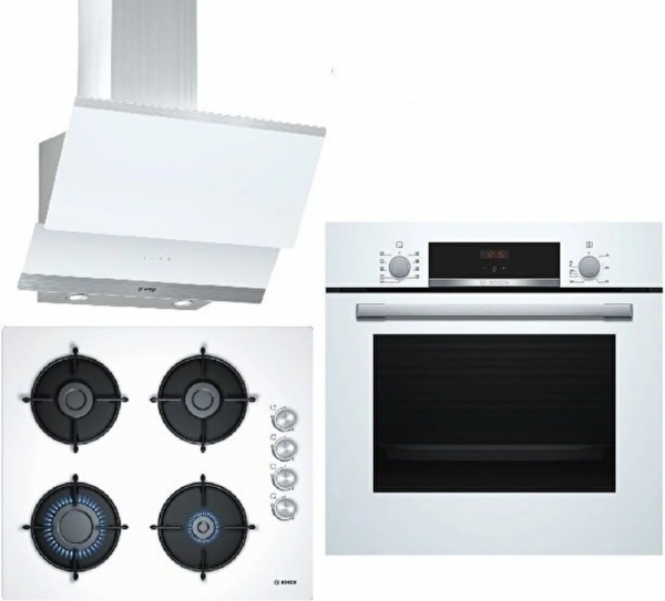 Bosch Beyaz Ankastre Set POP6C2B11O + HBF534EW0T + DWK065G20T
