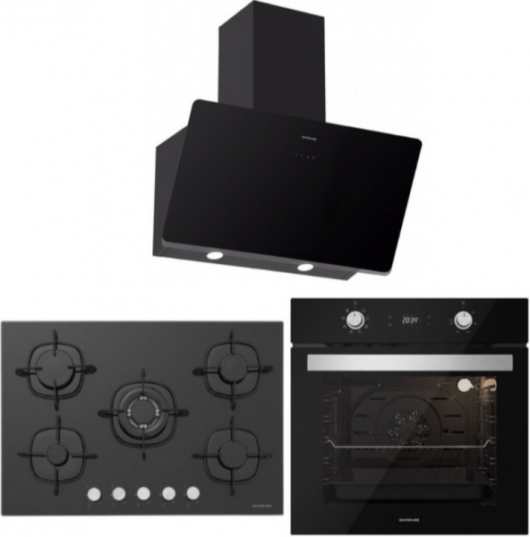 Silverline Siyah Ankastre Set CS5365B01 + BO6504B01 + 3457 Soho