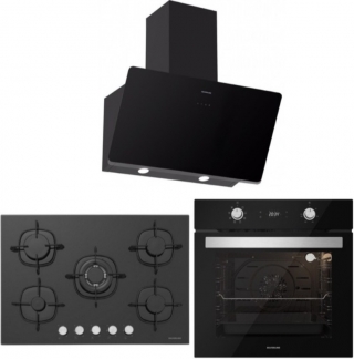 Silverline Siyah Ankastre Set CS5365B01 + BO6504B01 + 3457 Soho