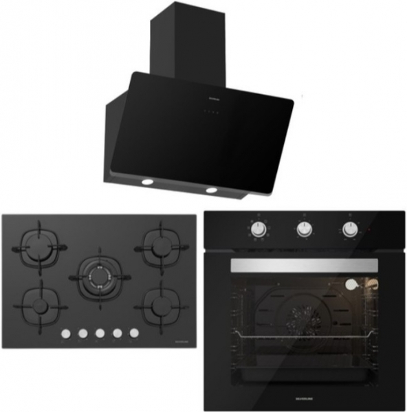 Silverline Siyah Ankastre Set CS5365B01 + BO6503B01 + 3457 Soho