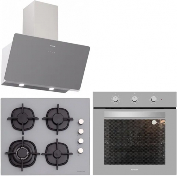 Silverline Gri Ankastre Set CS5429S01 + BO6503S01 + 3457 Soho 60