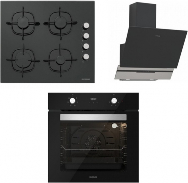 Silverline Siyah Ankastre Set CS5335B01 + BO6502B02 + 3450 Slimline 60