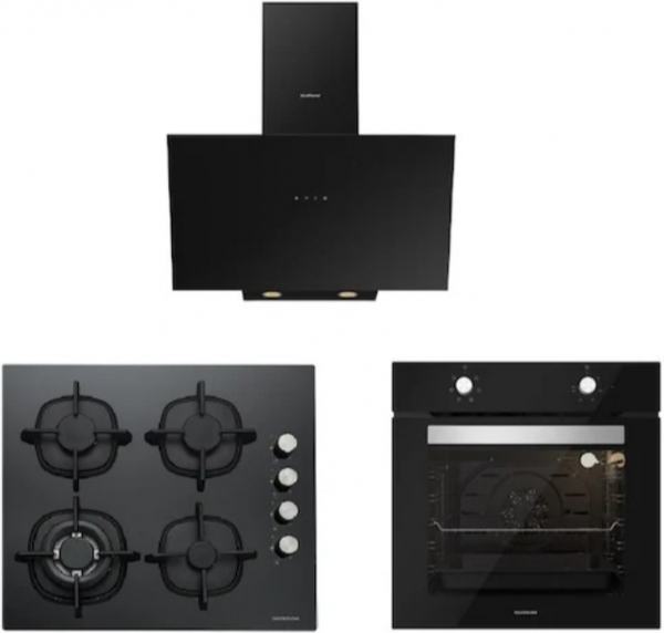 Silverline Siyah Ankastre Set CS5429B01 + BO65E1B01 + 3481 FLAM
