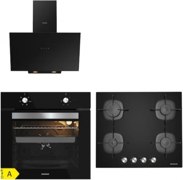 Silverline Siyah Ankastre Set CS5623B01 + BO65E1B01 + 3481 FLAM