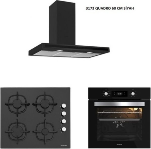 Silverline Siyah Ankastre Set CS5343B01 + BO65E4B01 + 3173 Quadro