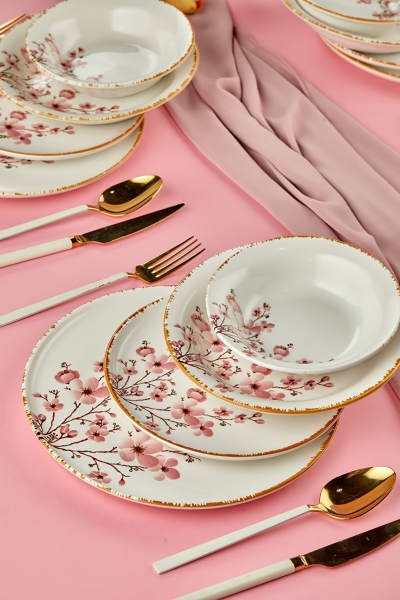 Erbaşlar Sakura Çiçeği 24 Parça Yemek Takımı (24 Parça)