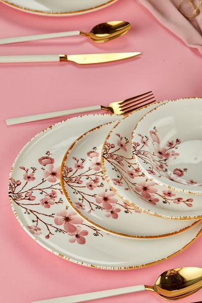 Erbaşlar Sakura Çiçeği 24 Parça Yemek Takımı (24 Parça)