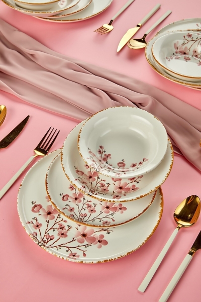 Erbaşlar Sakura Çiçeği 24 Parça Yemek Takımı (24 Parça)