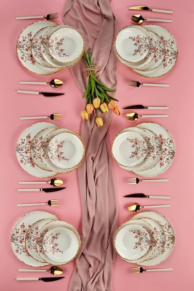 Erbaşlar Sakura Çiçeği 24 Parça Yemek Takımı (24 Parça)