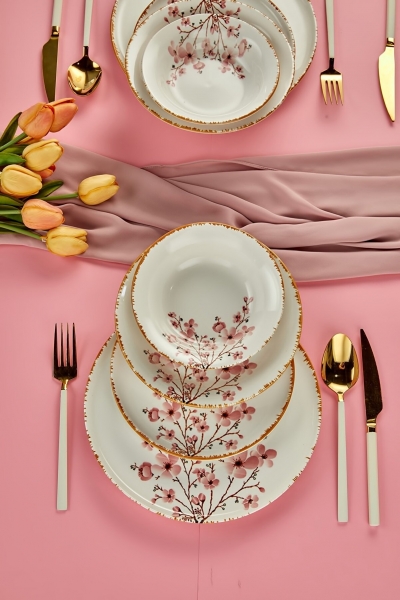 Erbaşlar Sakura Çiçeği 24 Parça Yemek Takımı (24 Parça)