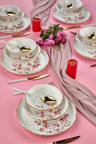 Erbaşlar Sakura Çiçeği 18 Parça Yemek Takımı (18 Parça)